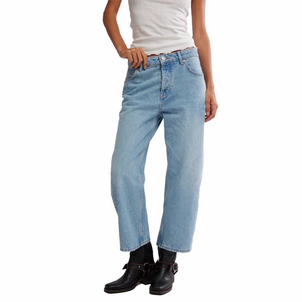 Free People Deep Trance Barrel Crop Jeans Light Wash Size 28